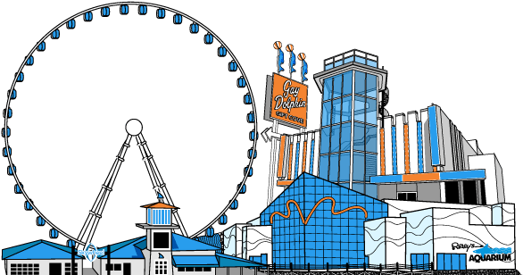 Myrtle Beach Attractions Things - Myrtle Beach Cartoon (600x311)