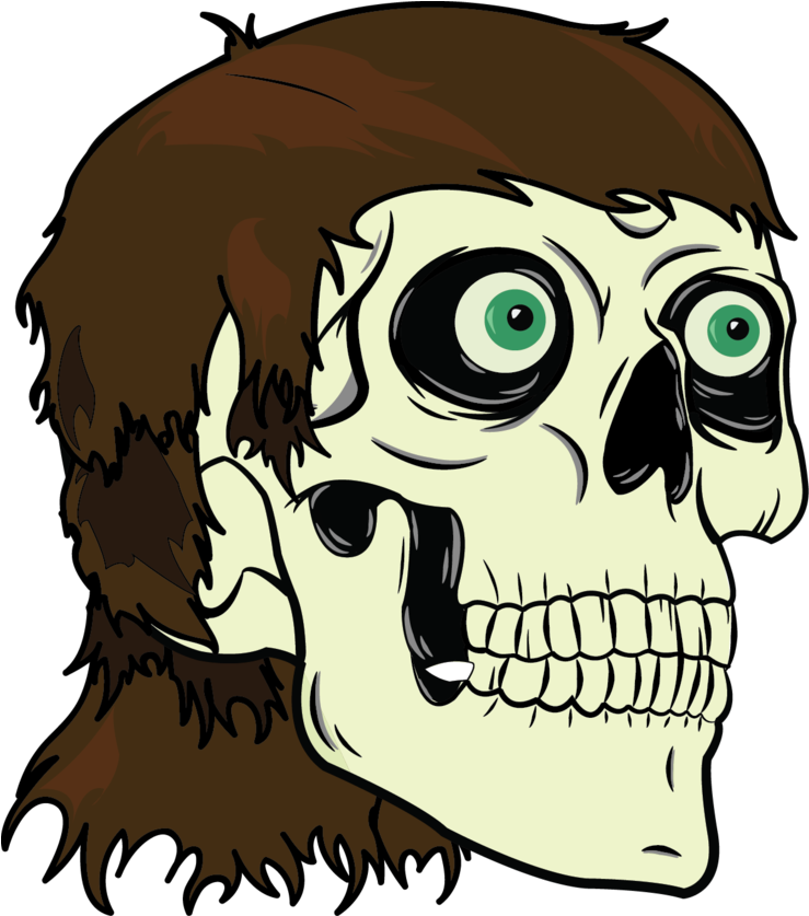 Mullet Vector Jpg Black And White Library - Skull With Mullet (900x836)