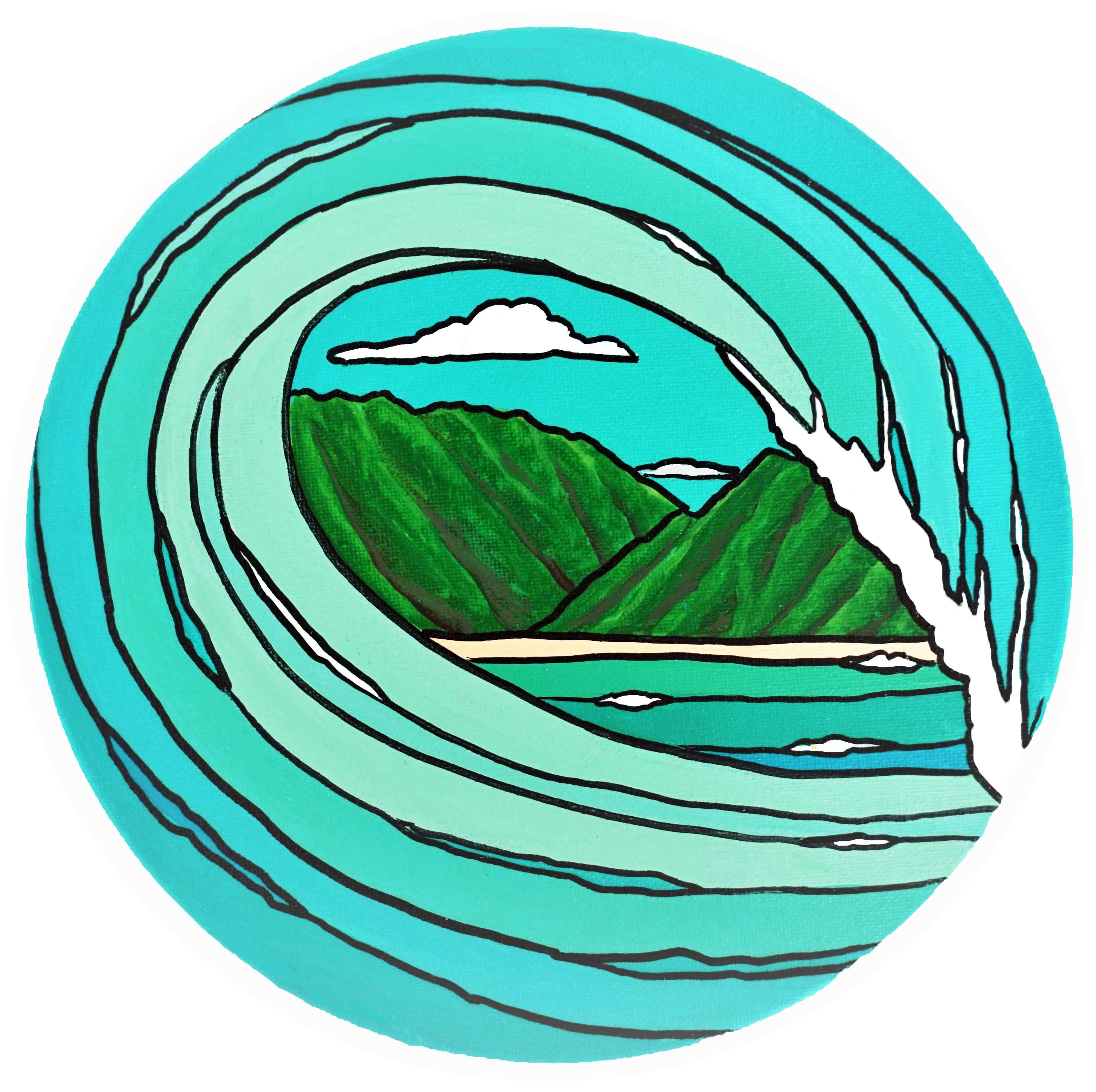 Hawaii Tropical Surf Wave Beautiful Turquoise And - Cartoon Earth (3140x3129)