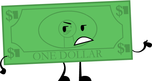 One Dollar Bill Cartoon , Png Download - Cartoon Dollar Bill Png (530x284)