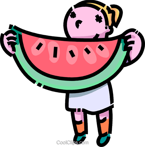 Girl With A Huge Piece Of Watermelon Royalty Free Vector - Girl With A Huge Piece Of Watermelon Royalty Free Vector (473x480)