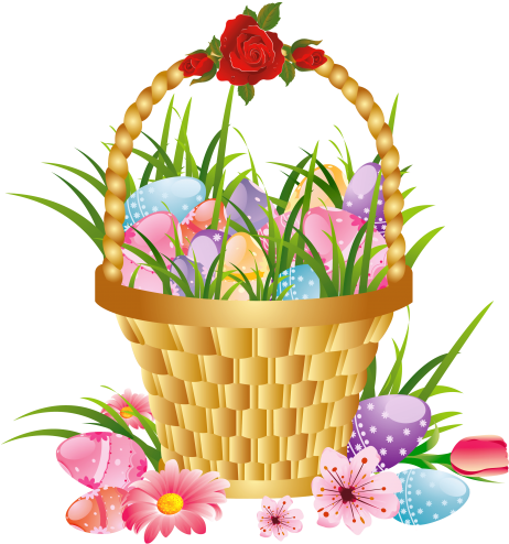 Download Gift Basket Clipart Png Photo - Happy Easter Day Eggs Waterproof Bathroom Decor Fabric (480x508)
