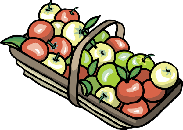 Basket Of Apples - Clipart Basket Of Apples (600x426)