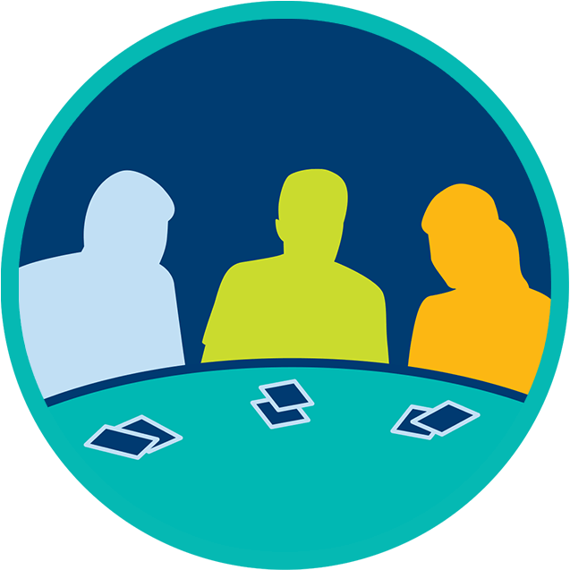 Three Players Are Seated At The Poker Table, Each With - Knife Hit The Balloon (637x637)