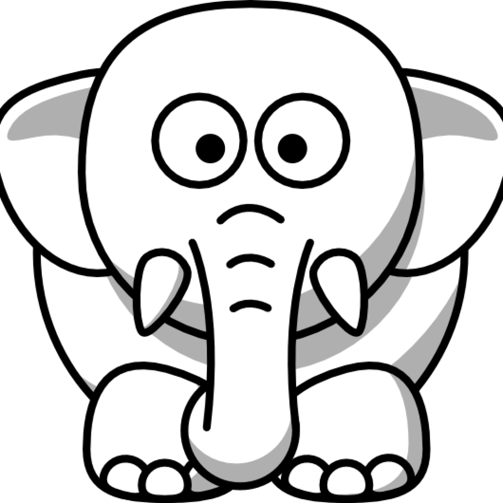 Animal Clip Art Black And White Free Black And White - Elephant Cartoon Images Black And White (1024x1024)