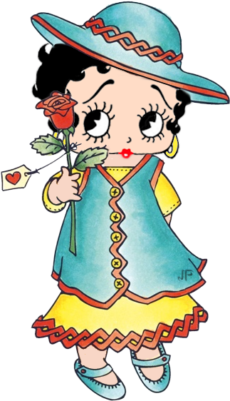 Little Betty Boop Holding A Rose - Marianne Design Clear Stamp - Rose Girl (338x566)