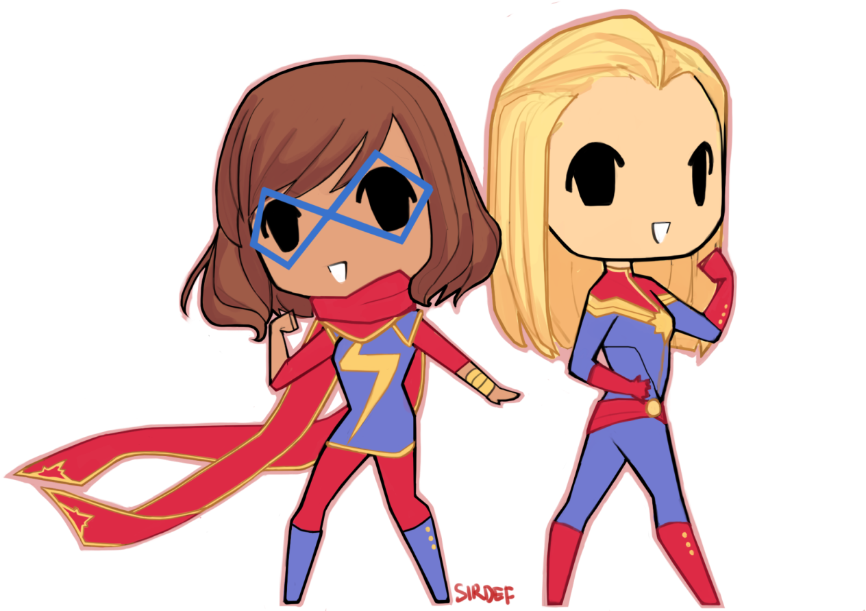 Chibi Kamala And Carol By Sirdef Ms Marvel Kamala Khan, - Ms Marvel Chibi Kamala (1280x904)