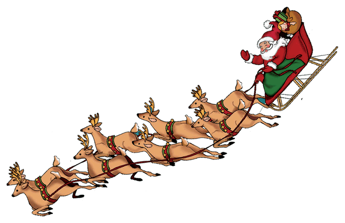 Clip Art Claus With Png Photo - Santa Sleigh Transparent Background (700x453)