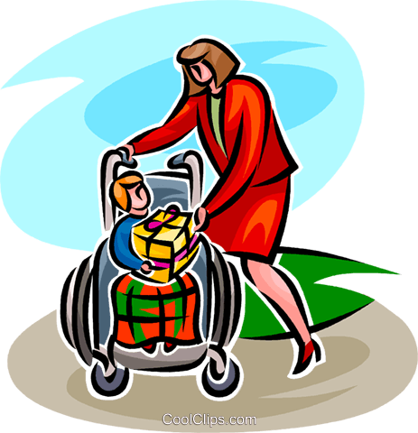 Child In A Wheelchair Royalty Free Vector Clip Art - Clip Art (463x480)
