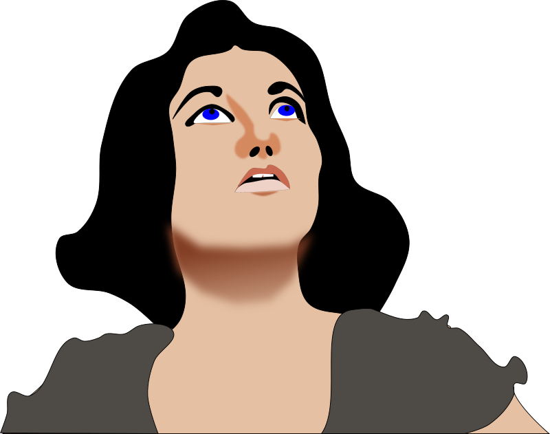 Clip Art Surprise Face Transprent Png Free - Looking Up Woman Cartoon (800x631)