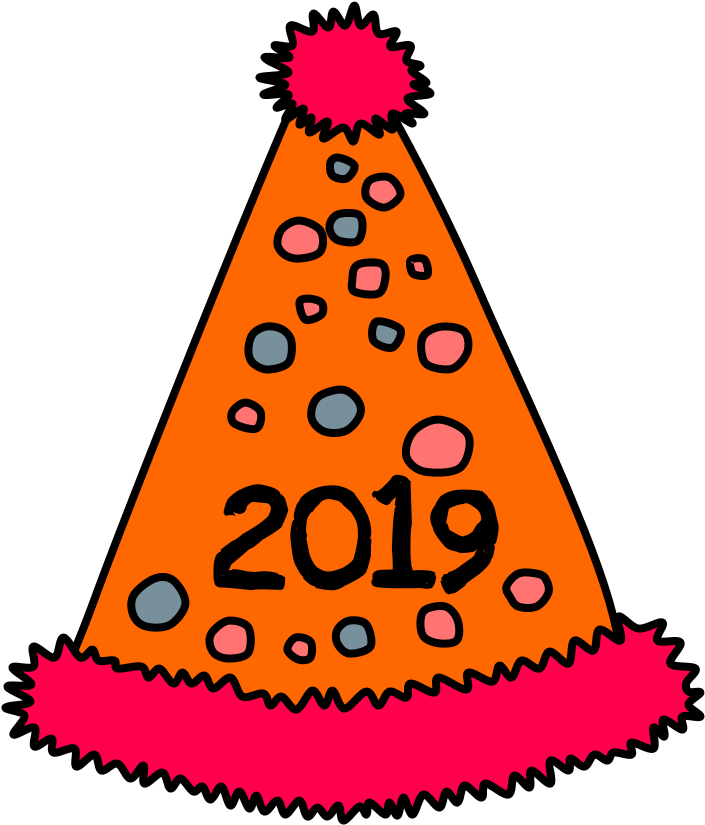 Party Hat, Pom-pom, Tinsel, Dots, 2019, Red, Orange - Party Hat (816x1056)