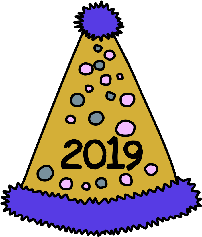 Party Hat, Pom-pom, Tinsel, Dots, 2019, Purple, Gold - Party Hat (816x1056)