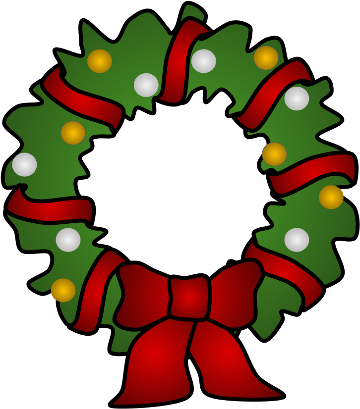 Wreath, Red Tinsel, Gold And Silver Ornaments - Silver (816x1056)