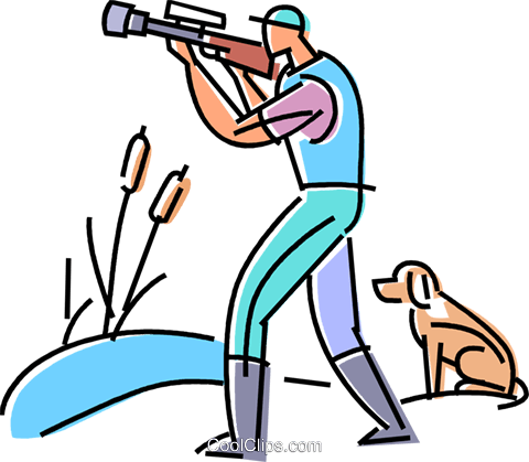 Hunter Lining Up His Shot Royalty Free Vector Clip - Illustration (480x419)