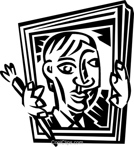 Artist Holding Up A Picture Frame Royalty Free Vector - Artist (439x480)