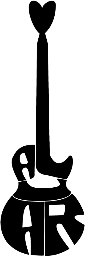 Black Colored Heart Head Guitar Tattoo - Guitar (500x1000)