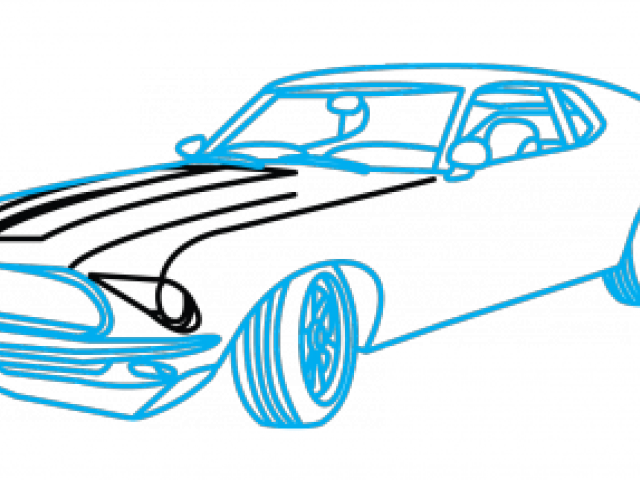Ford Clipart Blue Mustang - Drawing (640x480)