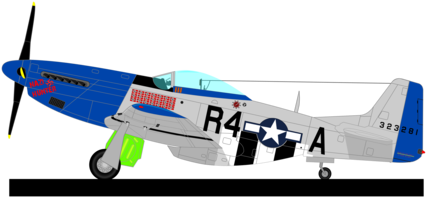 Vector Mustang Plane Royalty Free Library - Ww2 Planes American Clipart (440x340)