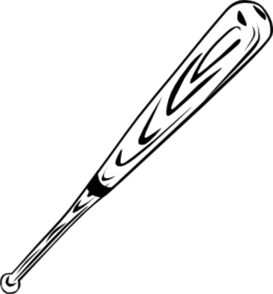 Baseball Bat Bw Ganson Med Image - Wooden Baseball Bat Clipart (558x600)