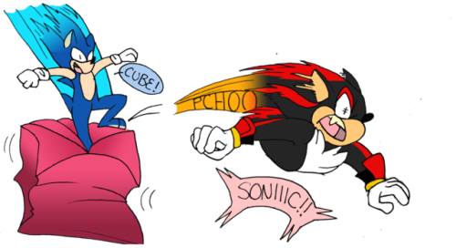 A Quick Oneshot For Shadow And Infinite To Make Up, - Cartoon (500x272)