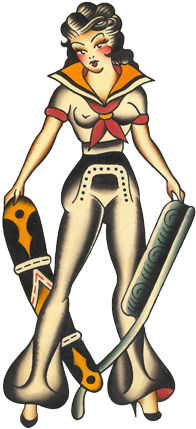 Pin Up Clipart Lady Barber - Barbershop Pin Up Girl (400x475)