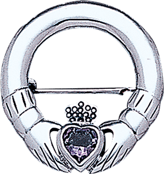 White Bronze Gemstone Claddagh Brooch - Claddagh Ring (555x555)