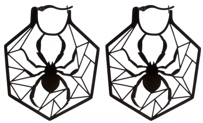Wildcat Steel Blackline Spiderweb Hoop Earrings - Earrings (400x400)