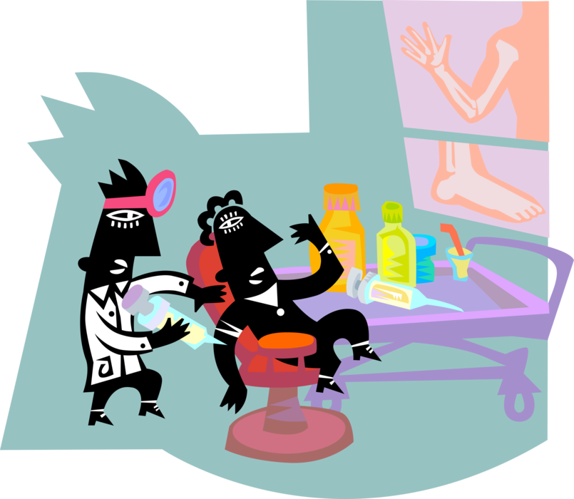 Vector Illustration Of Medical Physician Doctor's Office - Cartoon (805x700)