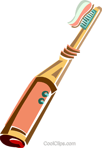Electric Toothbrush Royalty Free Vector Clip Art Illustration - Electric Toothbrush Clipart (333x480)