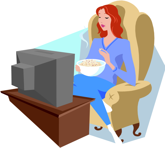 Clipart Tv Verb - Watching Tv Clipart Transparent (673x611)