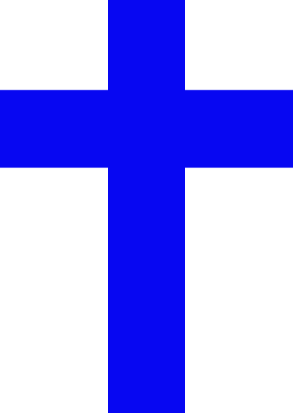 Blue Flowers And Bible Clipart Baptism Cross Clip Art - Clipart Blue Cross (426x599)