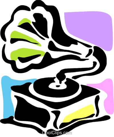 Phonograph Gramophone Record Player Royalty Free Vector - Drawing (398x480)