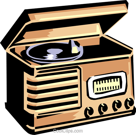 Phonograph/radio Royalty Free Vector Clip Art Illustration - Vintage Stereo (480x476)