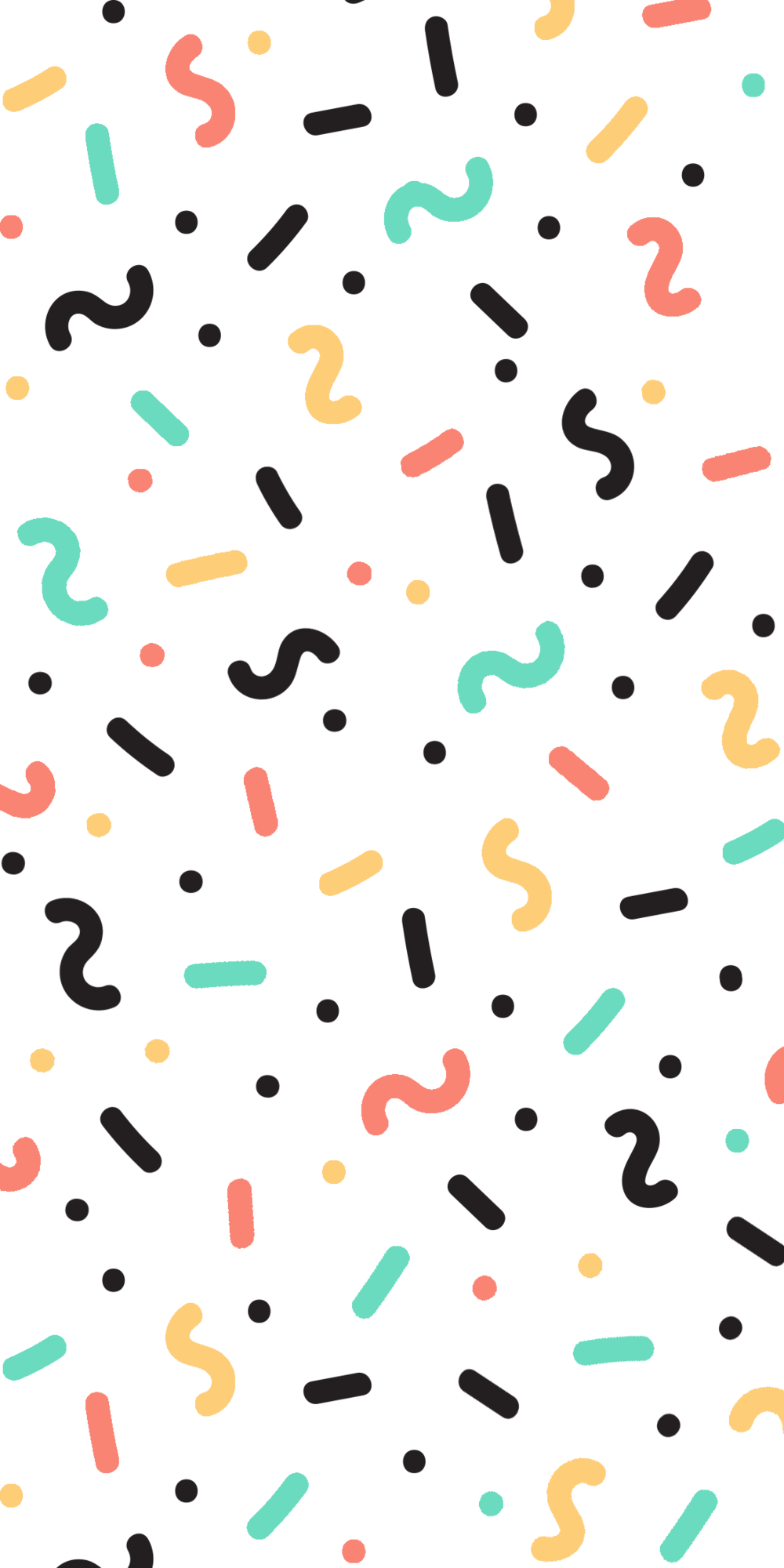 Confetti Clipart Iphone Wallpaper - Black And White Confetti Png (1000x2000)