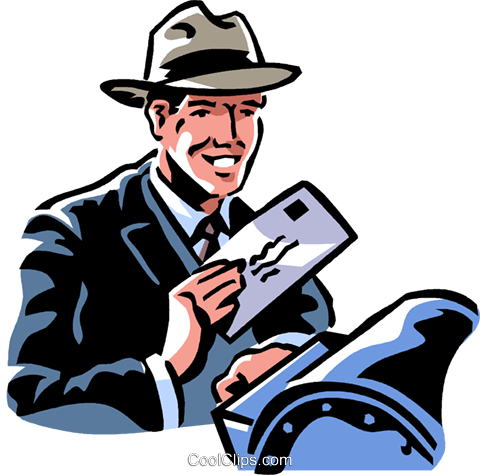 Man Mailing A Letter Royalty Free Vector Clip Art Illustration - Letter (480x475)
