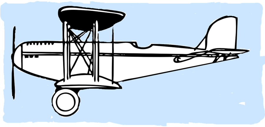 Old School Airplane Clipart Airplane Aircraft Clip - Plane Outline (900x450)