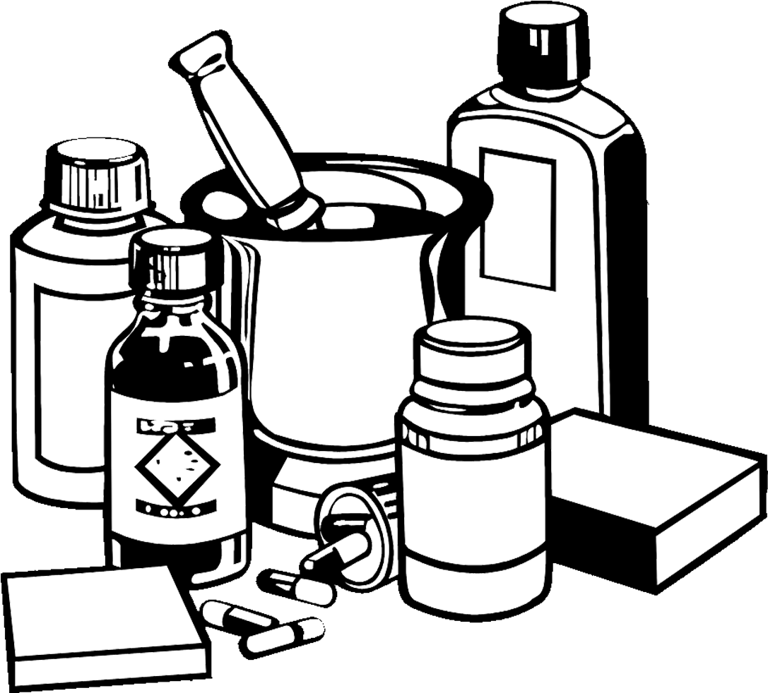 Ayurvedic Products - Medicines Black And White (1300x1026)