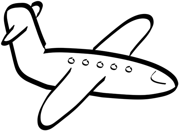 Graphic Library Library Aeroplane Pictures For Colouring - Cartoon Airplane Black And White (680x526)