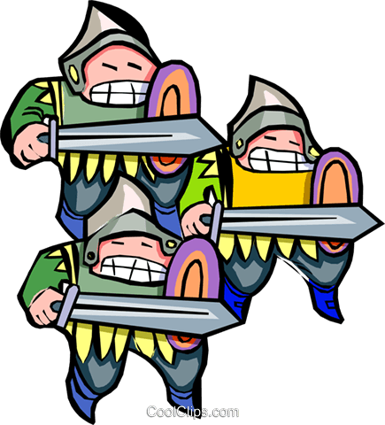 Three Cartoon Royalty Free Vector Clip Art - Medieval Knight Cartoon (435x480)