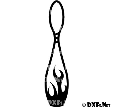 Retro Flaming Bowling Pin Design Dxf File For Cnc Cutting - Computer Numerical Control (400x400)