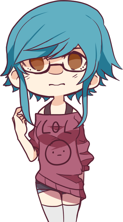 Anime Clipart Nerd - Anime Nerd Girl Transparent (424x765)