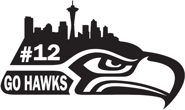 Geekcals Seattle Seahawks Decal Design - Seattle Seahawks Silhouette (620x368)