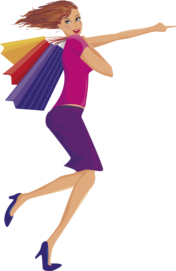 Vector Transparent Download Woman Clip Art Carrying - Go To Shopping With My Family (1000x1001)