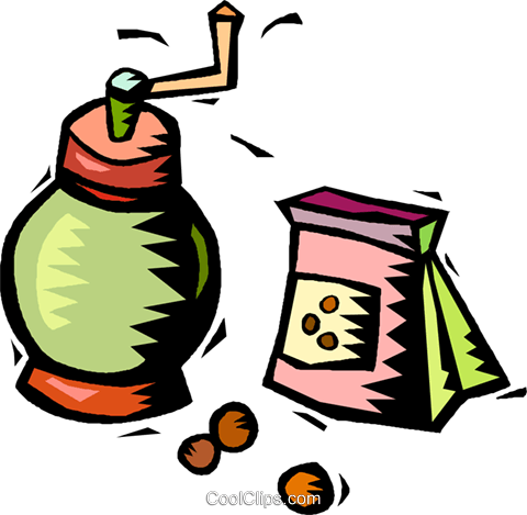 Coffee Grinder And Bag Of Coffee Beans Royalty Free - Coffee Grinder And Bag Of Coffee Beans Royalty Free (480x469)