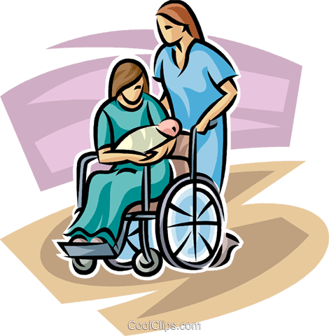 Newborn Child With Mother Royalty Free Vector Clip - Child In Wheelchair By Mother Cartoon (470x480)