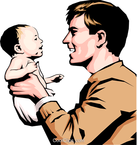 Father & Child Royalty Free Vector Clip Art Illustration - Cartoon Dad And Baby (454x480)