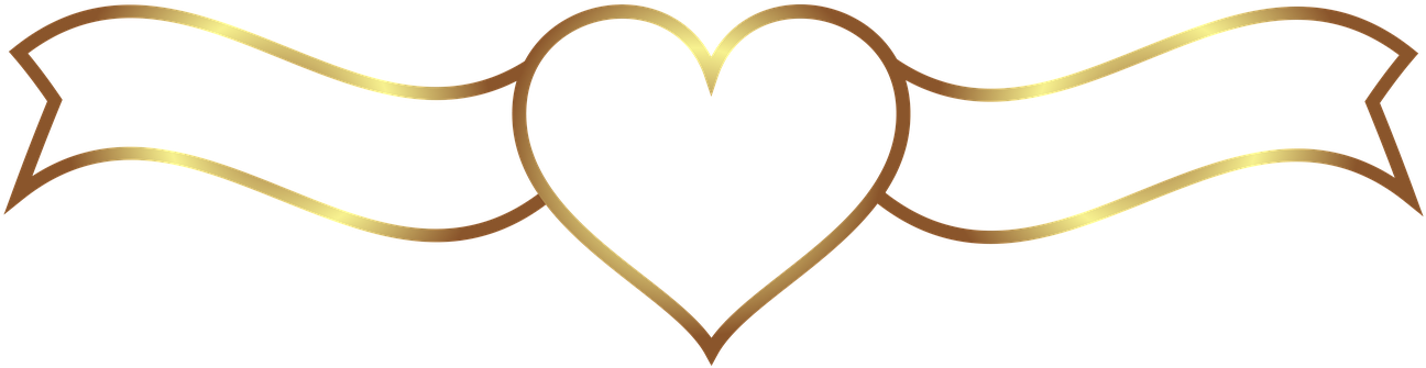 Banner, Heart, Wedding, Gold, Plate - Vetor Coração Png (1339x480)