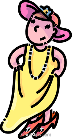 Boy Dressing Up As A Woman Royalty Free Vector Clip - Boy Dressing Up As A Woman Royalty Free Vector Clip (251x480)