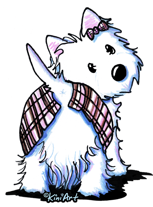Westie Drawing Kilt Clip Art Royalty Free Library - Kiniart West Highland Moon Note Cards (pk (511x700)