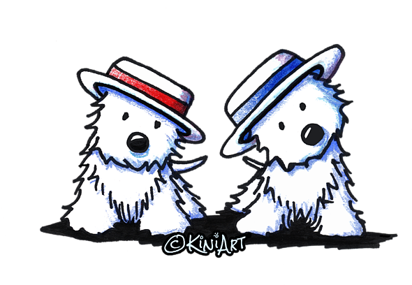 Westie Drawing 4th July Image Royalty Free Download - West Highland White Terrier (600x471)